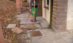 Peeing outside on a chair