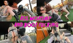 High heel fucking and ass worship on balcony