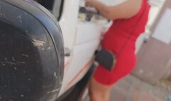 Balbina merciless cranking fantasy on sexy red sandals in the old uncle jesse truck