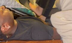 human foot stool heel stomping