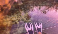 Carissa in the black catsuit in the spring; a little snorkling, freediving, and zipper play!