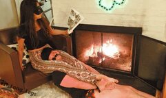 Gagged and Bound Scissors: Goddess Reading by the Fireplace (Get hard, get punished)