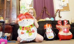 Christmas Mylar Balloons: Penquin, Reindeer & Snowman