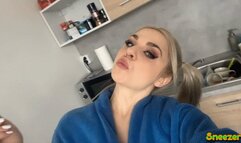 Nose blowing and stretching anal before set