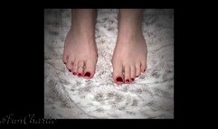 FunCharlie rubs her sexy feet on faux fur and it feels so good!