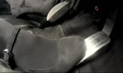 Chrissy drives the manual in Mary Jane Stilettos - Side View