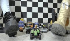 Cars and Trucks under heavy Boots floor view