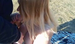 Outdoor cock blowing with sperm