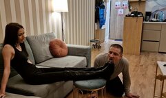 Goddess Ellyah and Faith - boots cleaner for bizarre Domme