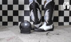 Radio clock under Cowgirl Boots floor view