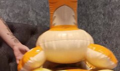 riding an infatable deer