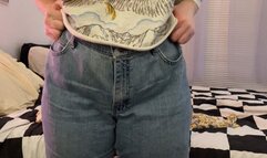Ripping off my jeans to fuck my dildo and cum