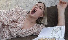 THE TEACHER YAWNS AND HER MOUTH IS BIG!