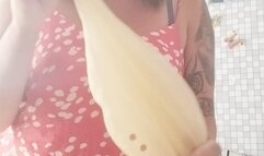 blowing with mouth giant cristal balloon