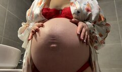 Pov pregnant belly in bathroom hd