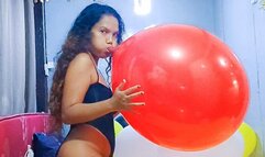 Sexy Juju Sensually Blows Up Your New Red Tuftex 24 Inch Balloon Twice Non-Pop