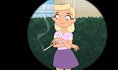 Girl learning how to smoke from candid smoking neighbor: A girl starts smoking story