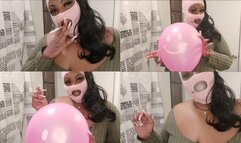 Smoking, Blowing Up And Popping Balloons With A Cigarette.