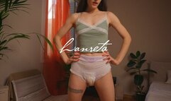 Huge Diaper Leakage. Wet Pantyhose