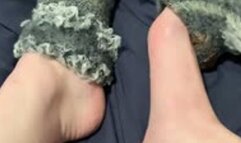 My sweaty feet are so soft and warm in my thick winter socks