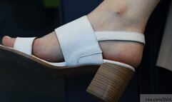Candid elegant sandals with beauty feet, foot fetish watching