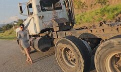 Milah Arches cold starting and revving the huge Mack Truck