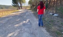 Joyce cranks with her red pump
