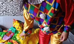 clown girl blowing rhino