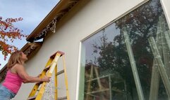 Daisy Duke Hanging Christmas Lights Outdoors Part 4