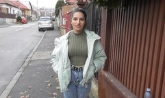 Brunette spits on the street part 3