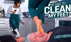 He, my living doormat, now has to lick my feet clean! ( Foot Domination with Lady Nisha ) - FULL HD MP4