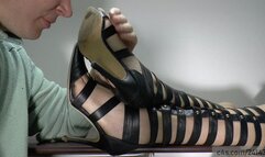 Femdom high heels boot worship and ball stomping with high heels pumps, carpet man slave