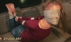 Leya in a sticky situation - Part 3 - Hogtied in the trunk (FULL HD MP4)
