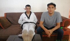 Tough Karate Fighter Giggles Like A Girl While Ballgagged & Tickled