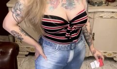 MARLBORO REDS 100S - Deep Inhales, Triple pumps, Smoke rings, Dangling, Crush - Tight jeans, top, High heels, makeup, Red lipstick, long blonde hair and long natural nails