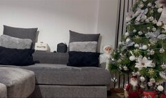 Curly women is burping a lot and play belly