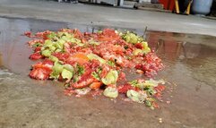 Walkover fruit pile crush