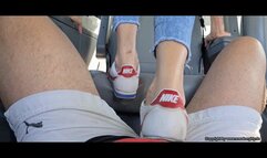 trample in dirty used Nike cortez sneakers