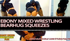 Ebony Mixed Wrestling Bearhug Squeezes 4K