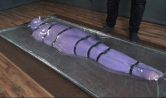 Tickling in a nylon cocoon and bondage with straps