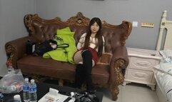 Girls in black boots experience bondage (Chinese model)