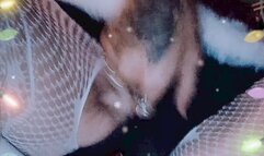 Naughty santa cosplay goth milf vibrator solo pussy play close up