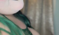 Clown shows off large rubber chicken and new lingerie