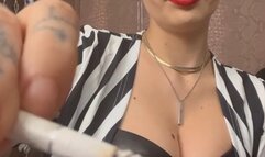 Human ashtray, instructions and smoking closeup!