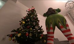 Farting squats in Christmas leggings