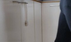 Wet leggings washing dishes