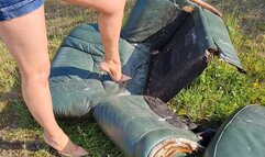 Crushing and Piercing Sofa With Nail Heel Louboutin's