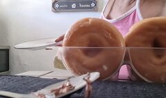 Tiny naked Sexy Shrunken Sunbathing Women Get hungry and invade giantesses donut getting STUCK ON A STICKY GLAZED DONUT and eaten her belly starts getting bigger and moving the girls are fighting back First lola lets out a loud Burp then a few FARTS