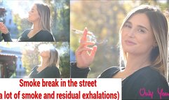 Smoke break in the street a lot of smoke and residual exhalations