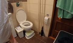 HARD nipples on a toilet